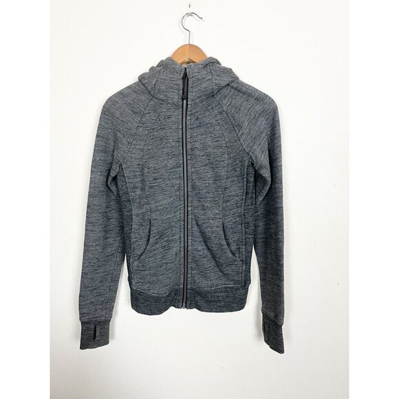 Lululemon Women’s Sz 2 Gray Scuba Hoodie Light Cotton Fleece Full Zip Jacket - Picture 7 of 7